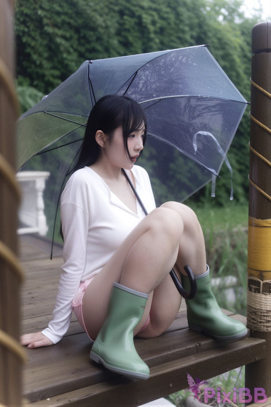 AI Enhanced MAXIM rina Momorina Wet In The Rain OUTSIDE PixiBB.COM 032