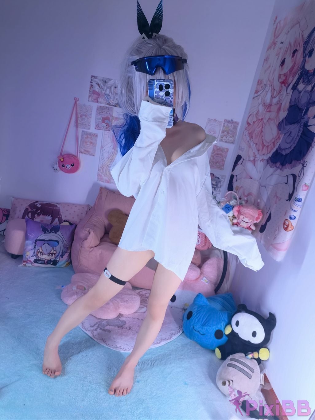 Cosplayer Somezo ran3 Collapsed Star Dome Railway silver wolf shirt PixiBB.COM 074