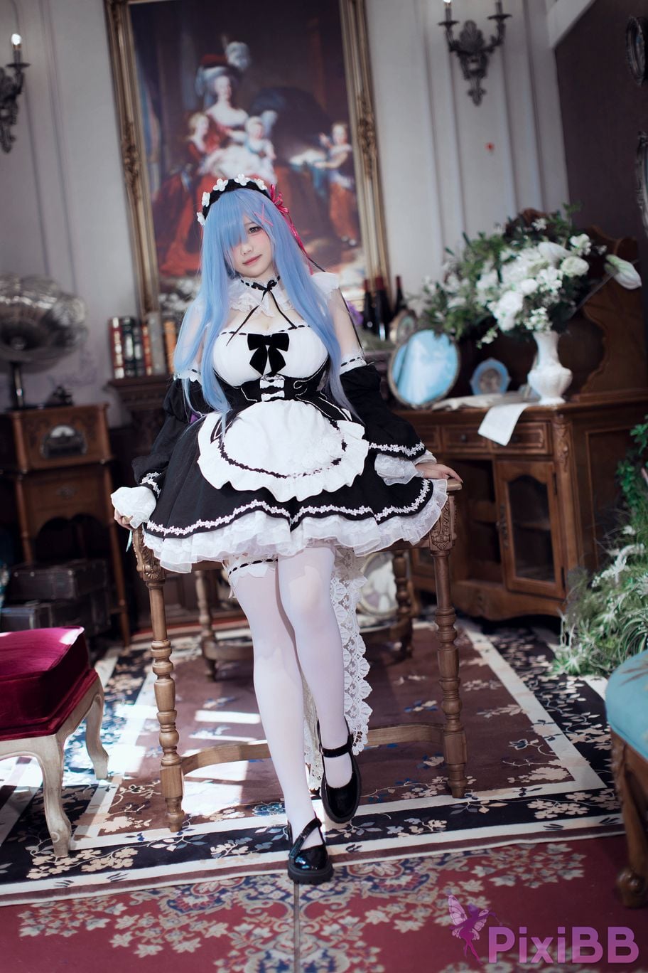 Cosplayer Ah Ban is very happy today Rem maid PixiBB.COM 001