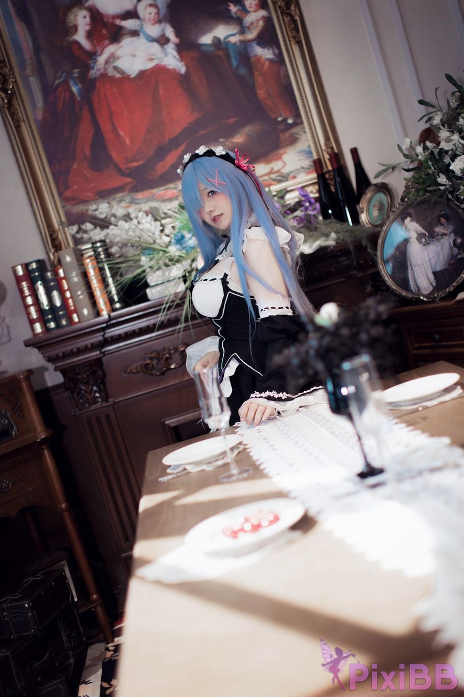 Cosplayer Ah Ban is very happy today Rem maid PixiBB.COM 002