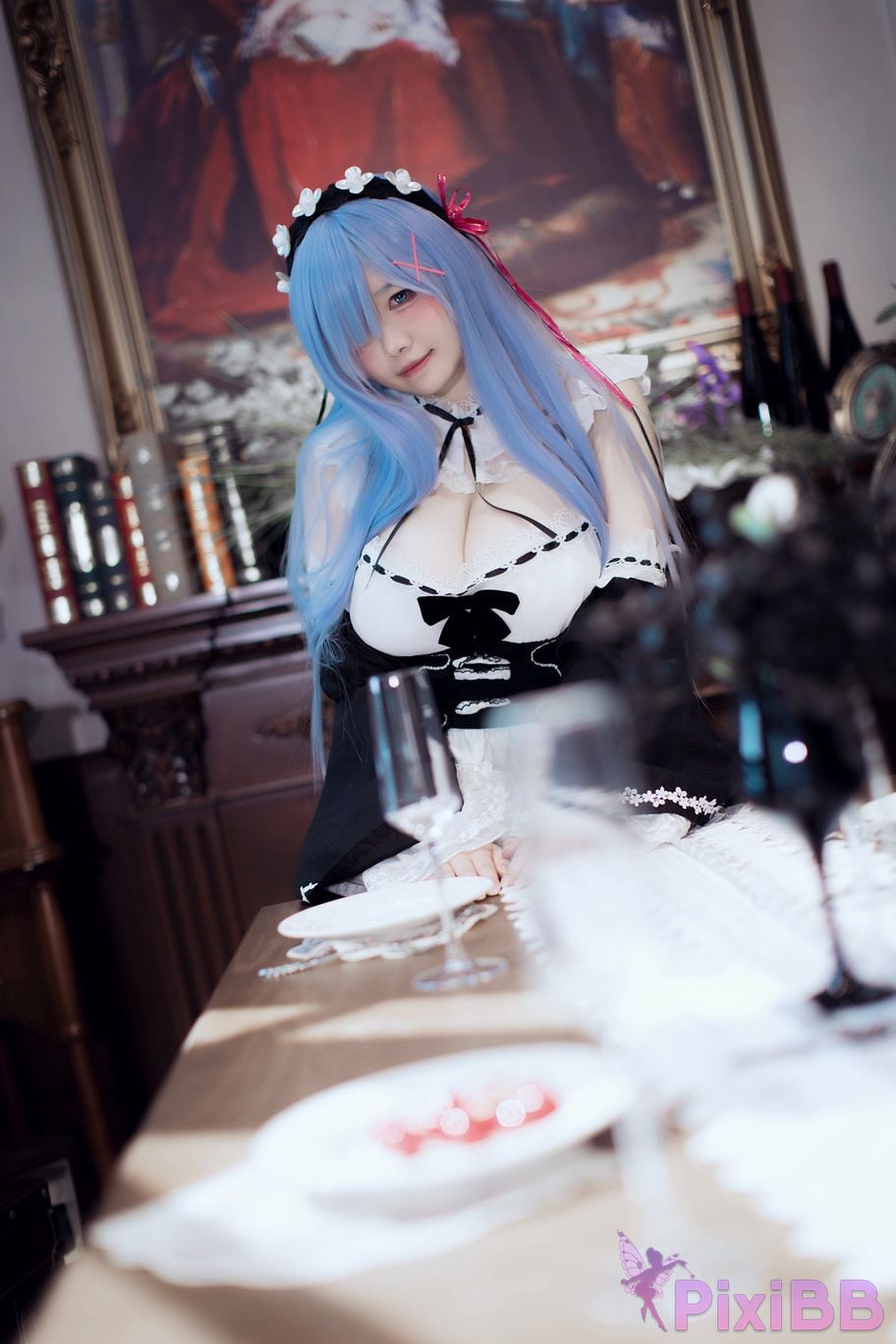 Cosplayer Ah Ban is very happy today Rem maid PixiBB.COM 003