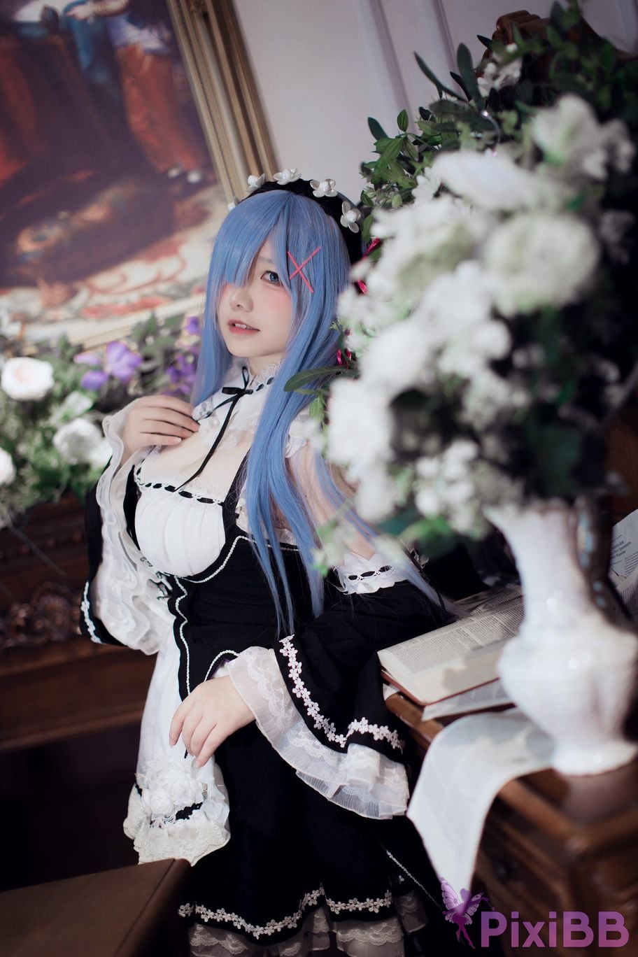Cosplayer Ah Ban is very happy today Rem maid PixiBB.COM 005