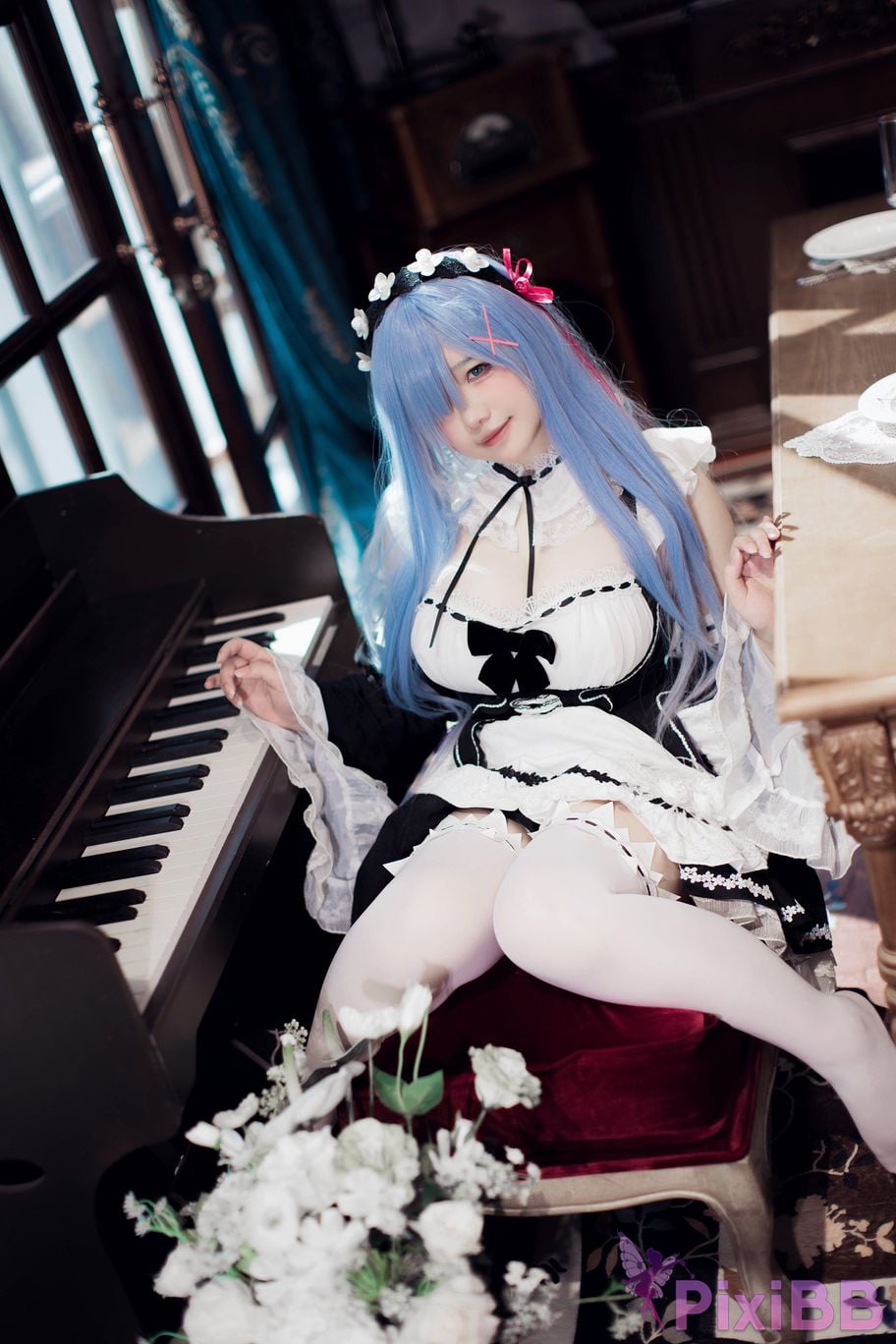 Cosplayer Ah Ban is very happy today Rem maid PixiBB.COM 006