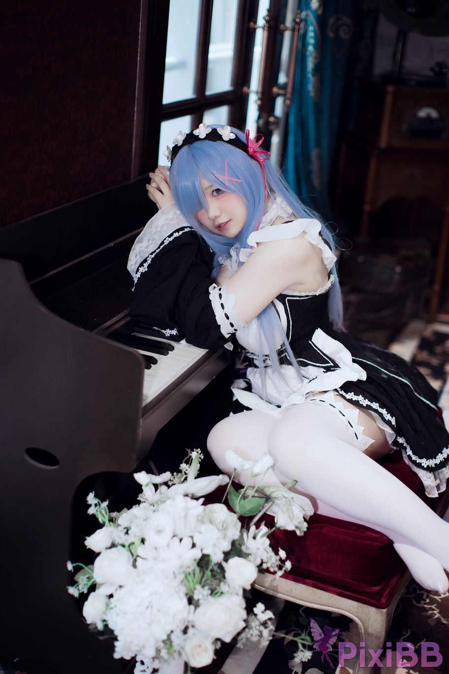 Cosplayer Ah Ban is very happy today Rem maid PixiBB.COM 007