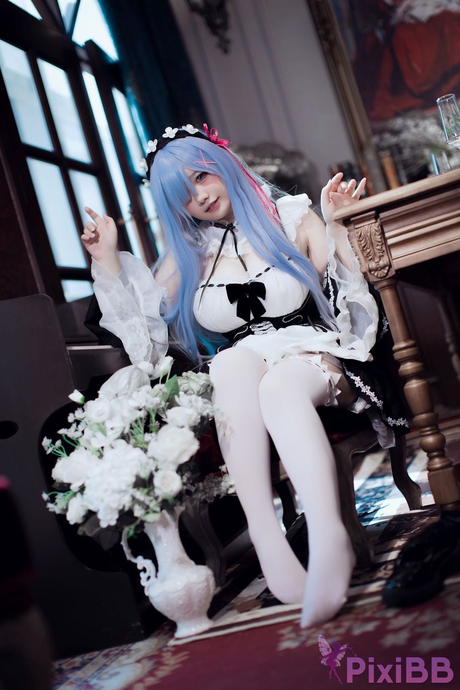 Cosplayer Ah Ban is very happy today Rem maid PixiBB.COM 008