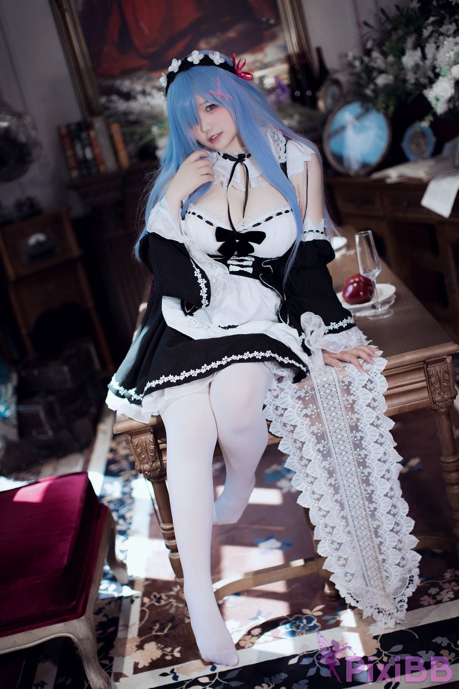 Cosplayer Ah Ban is very happy today Rem maid PixiBB.COM 012