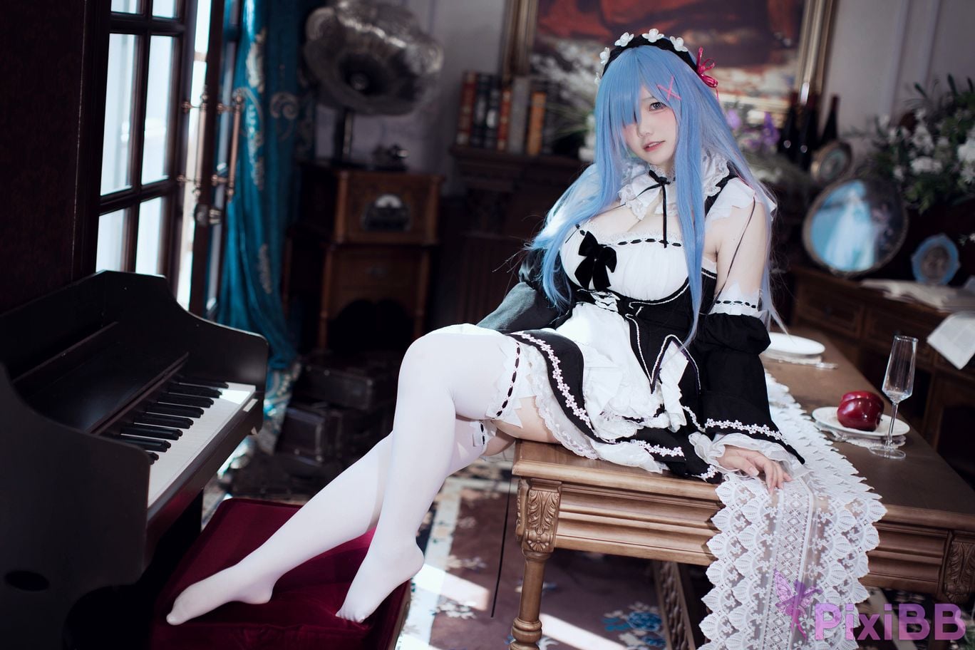 Cosplayer Ah Ban is very happy today Rem maid PixiBB.COM 023