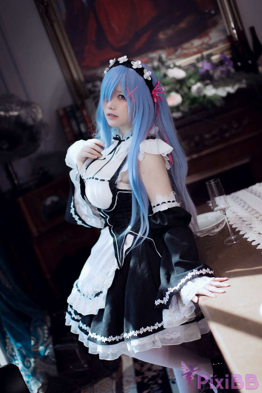 Cosplayer Ah Ban is very happy today Rem maid PixiBB.COM 038