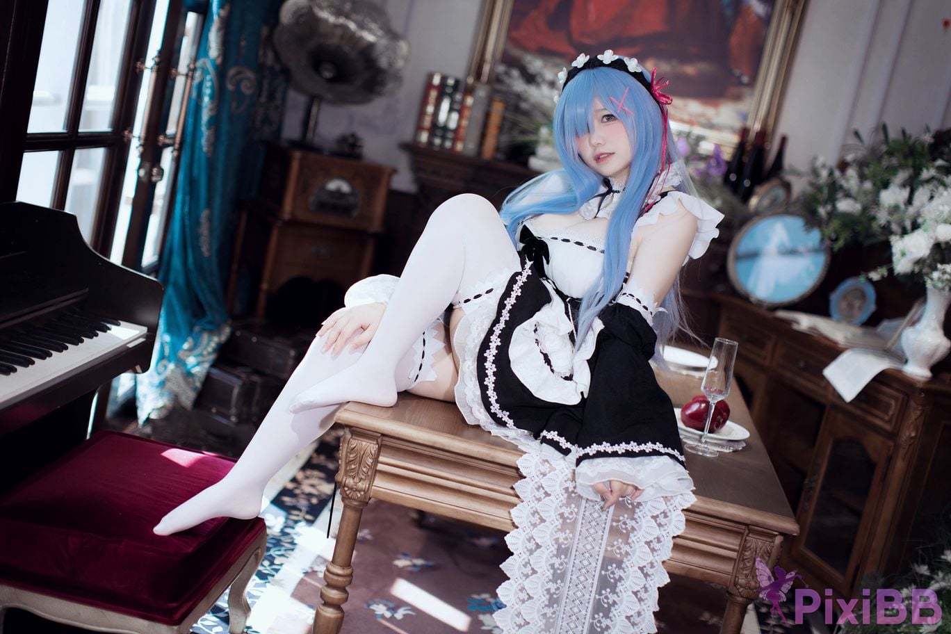 Cosplayer Ah Ban is very happy today Rem maid PixiBB.COM 039