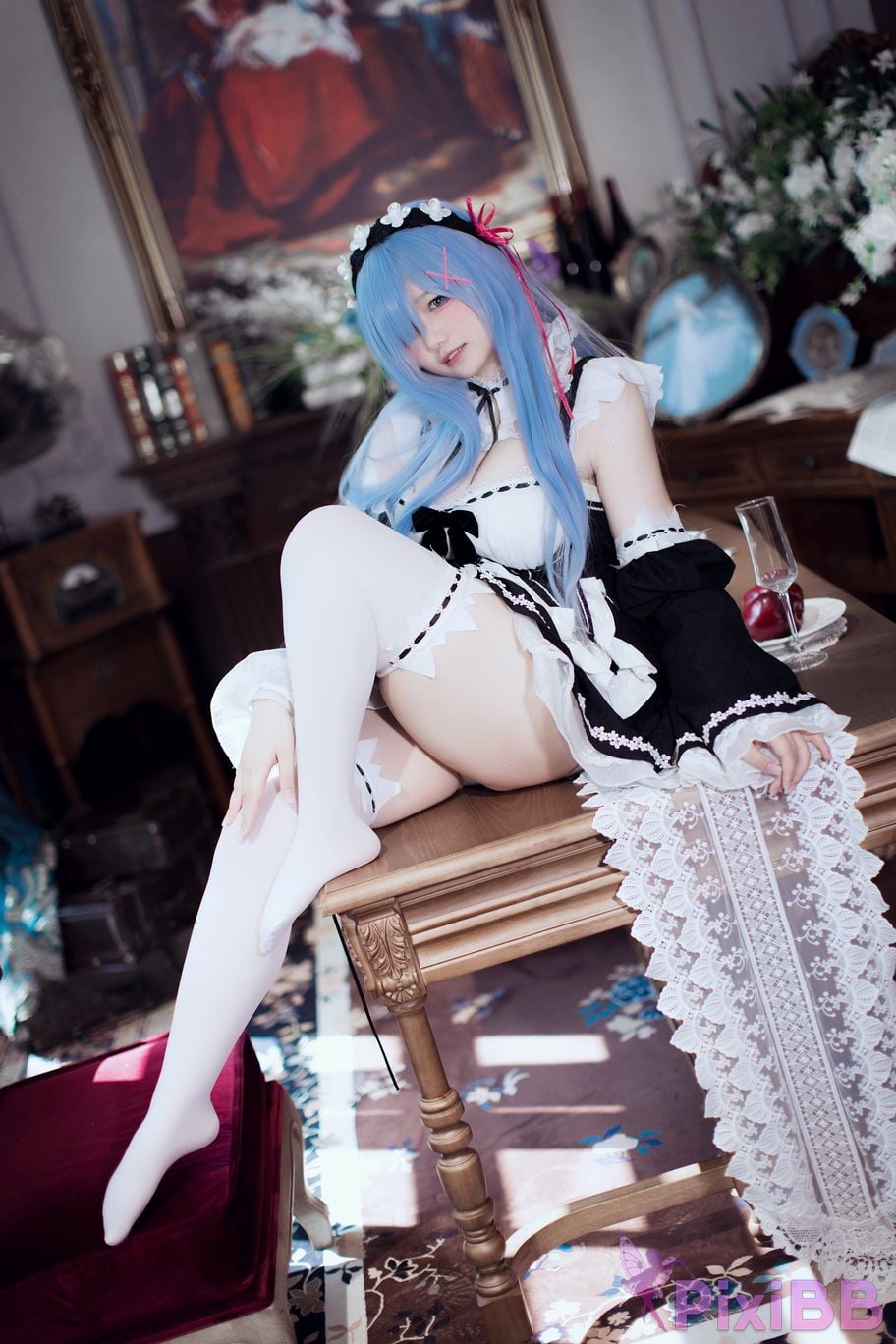 Cosplayer Ah Ban is very happy today Rem maid PixiBB.COM 040