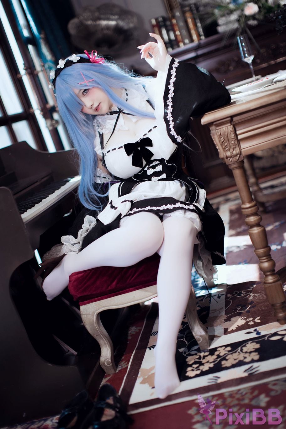 Cosplayer Ah Ban is very happy today Rem maid PixiBB.COM 043