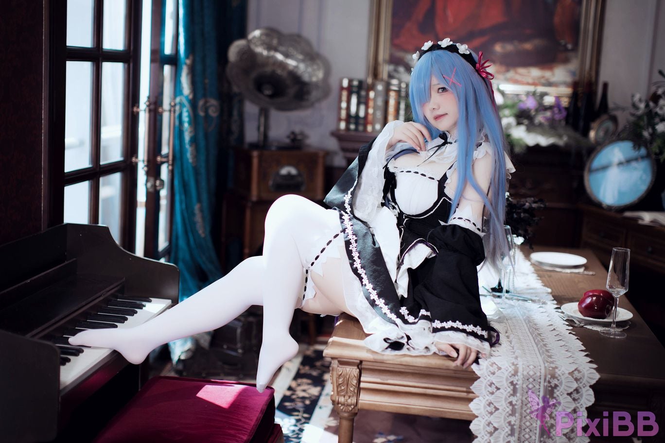 Cosplayer Ah Ban is very happy today Rem maid PixiBB.COM 044