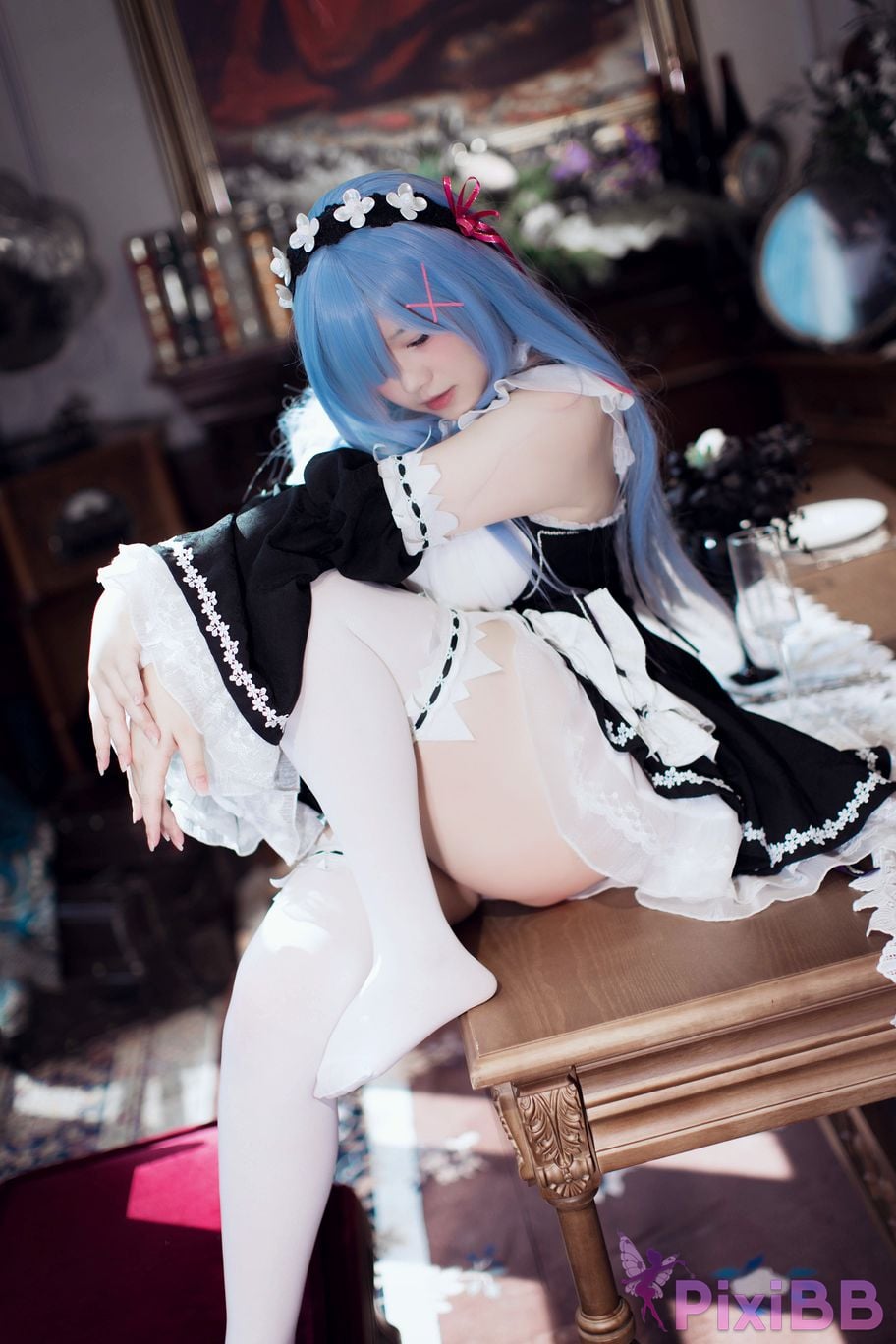 Cosplayer Ah Ban is very happy today Rem maid PixiBB.COM 046
