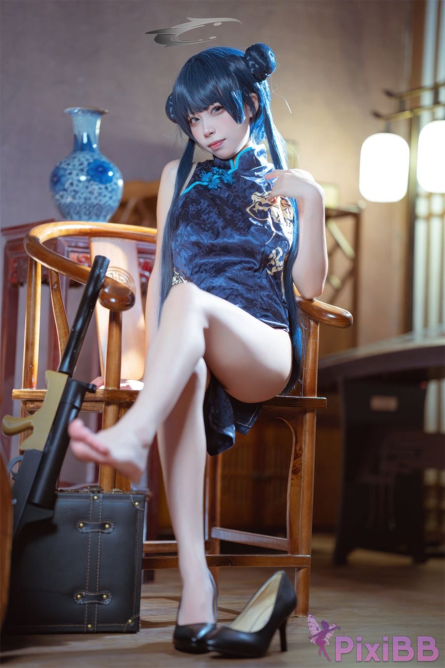 Cosplay Three None Type Blue Archives Longhua Feisaki Cheongsam PixiBB.COM 001