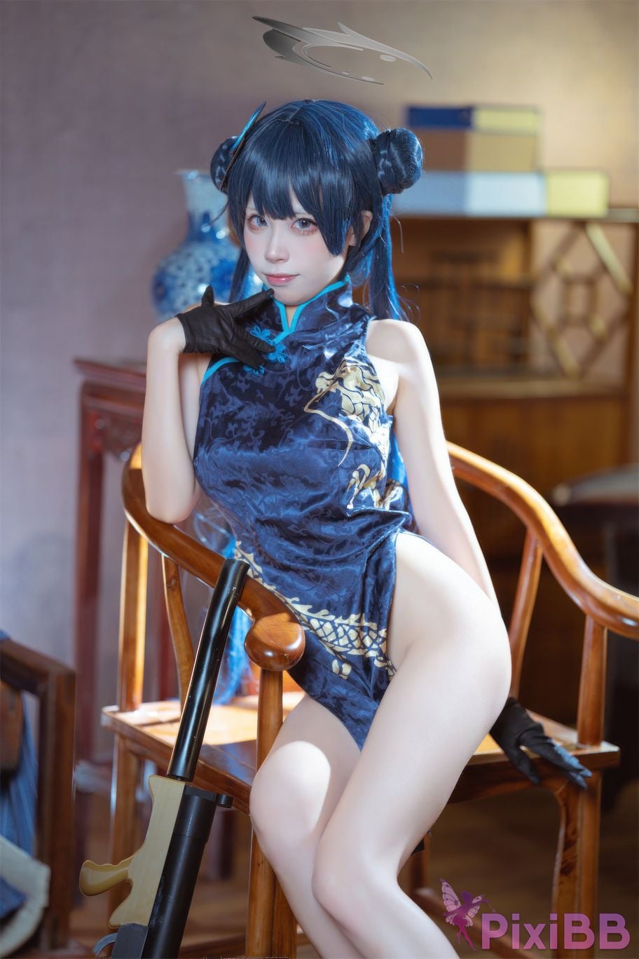 Cosplay Three None Type Blue Archives Longhua Feisaki Cheongsam PixiBB.COM 002