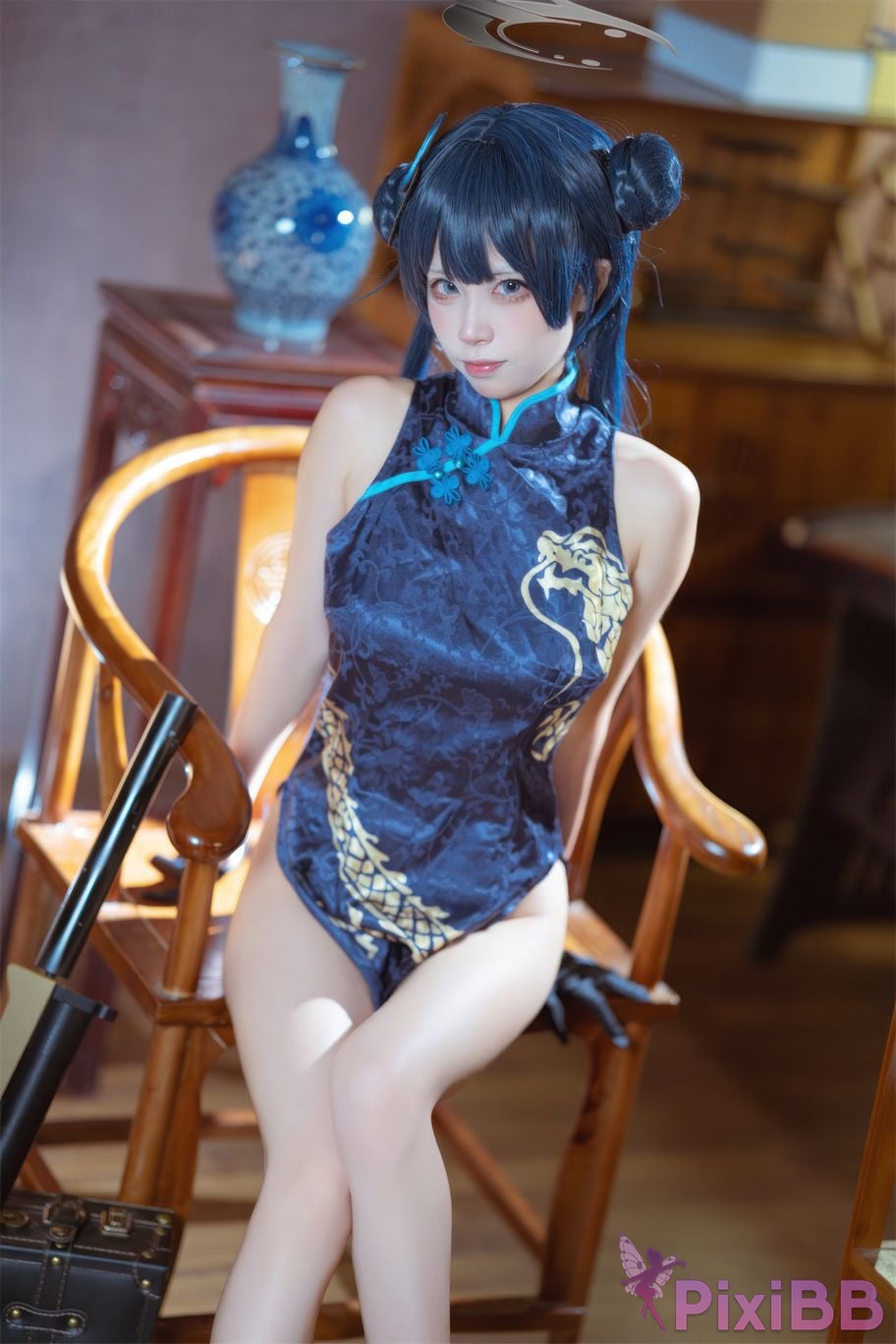 Cosplay Three None Type Blue Archives Longhua Feisaki Cheongsam PixiBB.COM 007