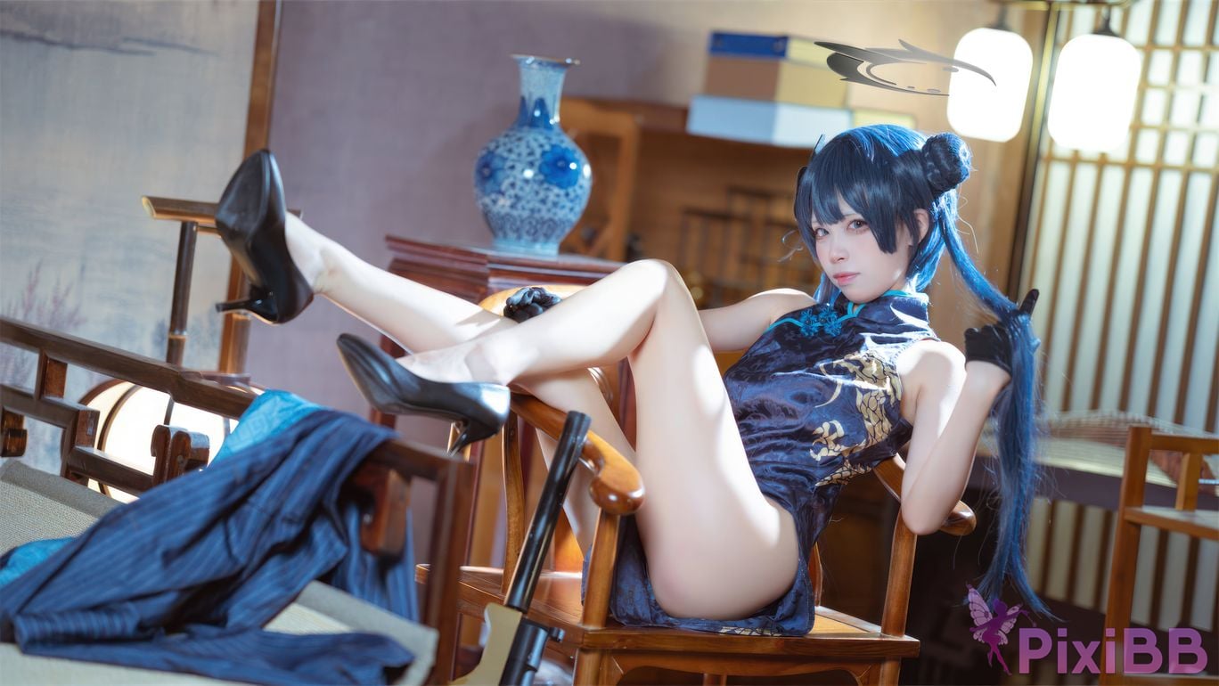 Cosplay Three None Type Blue Archives Longhua Feisaki Cheongsam PixiBB.COM 008