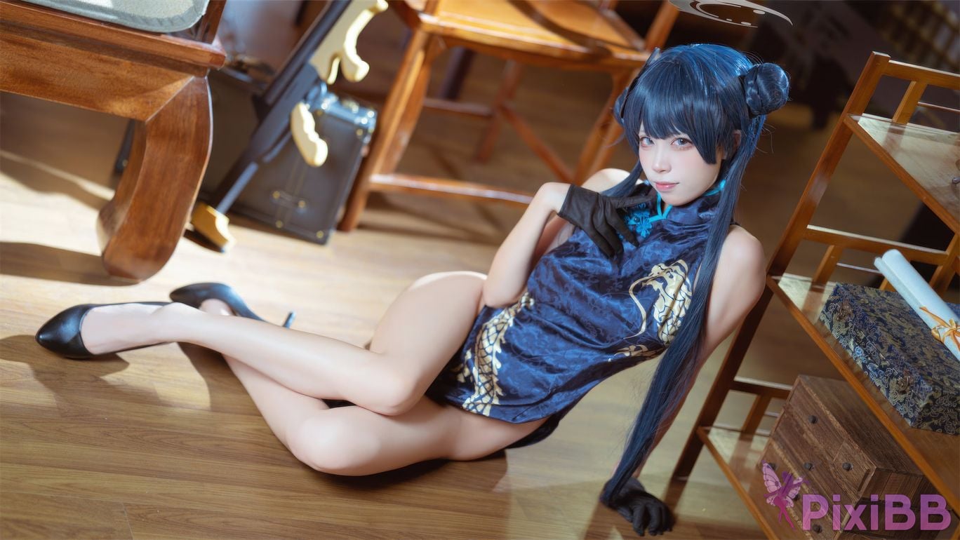 Cosplay Three None Type Blue Archives Longhua Feisaki Cheongsam PixiBB.COM 019