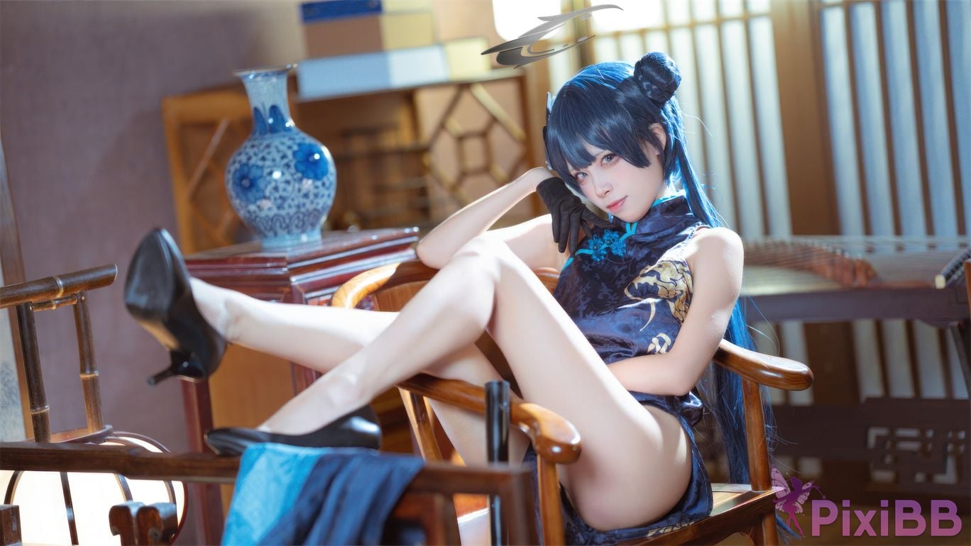 Cosplay Three None Type Blue Archives Longhua Feisaki Cheongsam PixiBB.COM 023