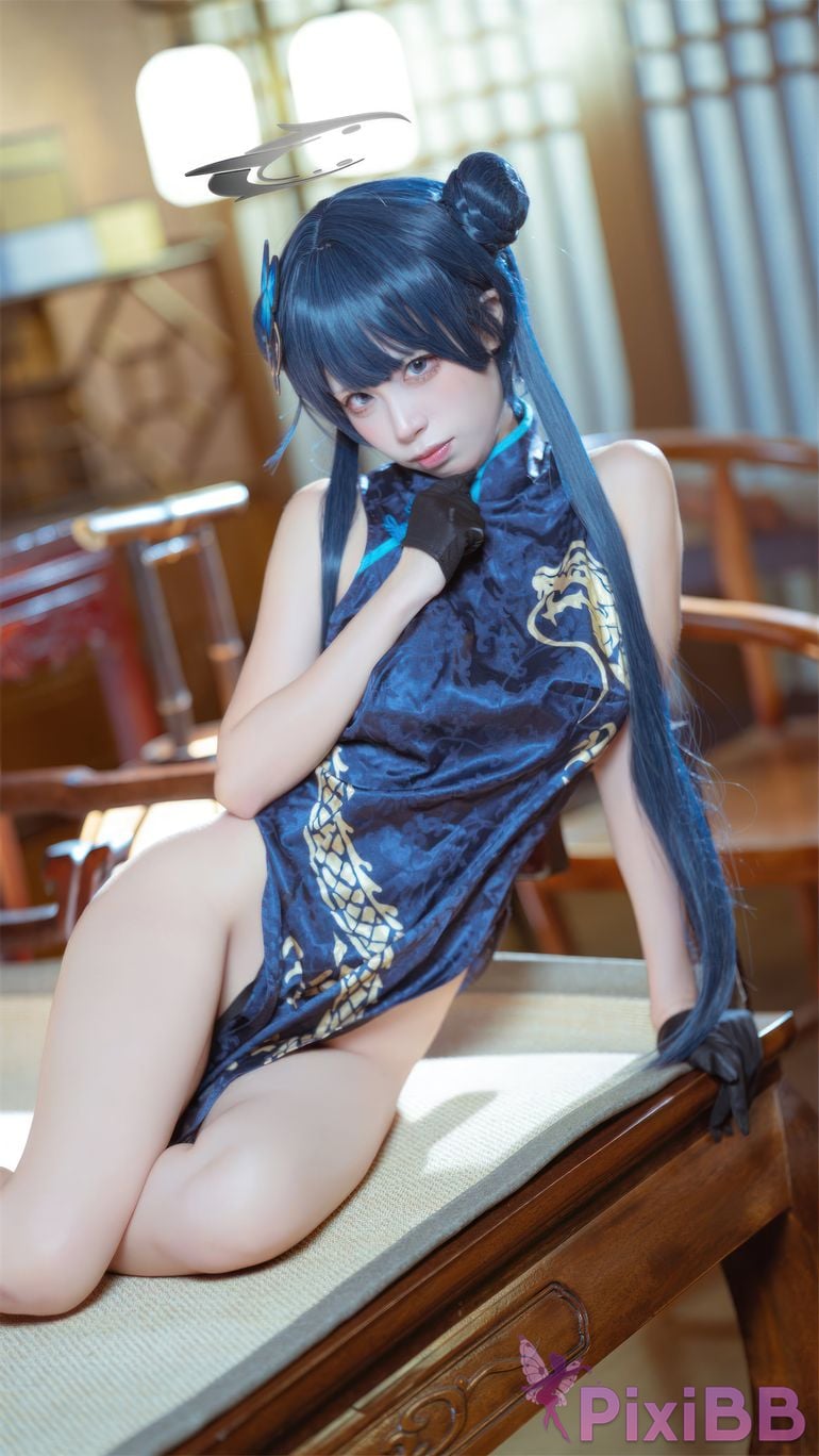 Cosplay Three None Type Blue Archives Longhua Feisaki Cheongsam PixiBB.COM 028
