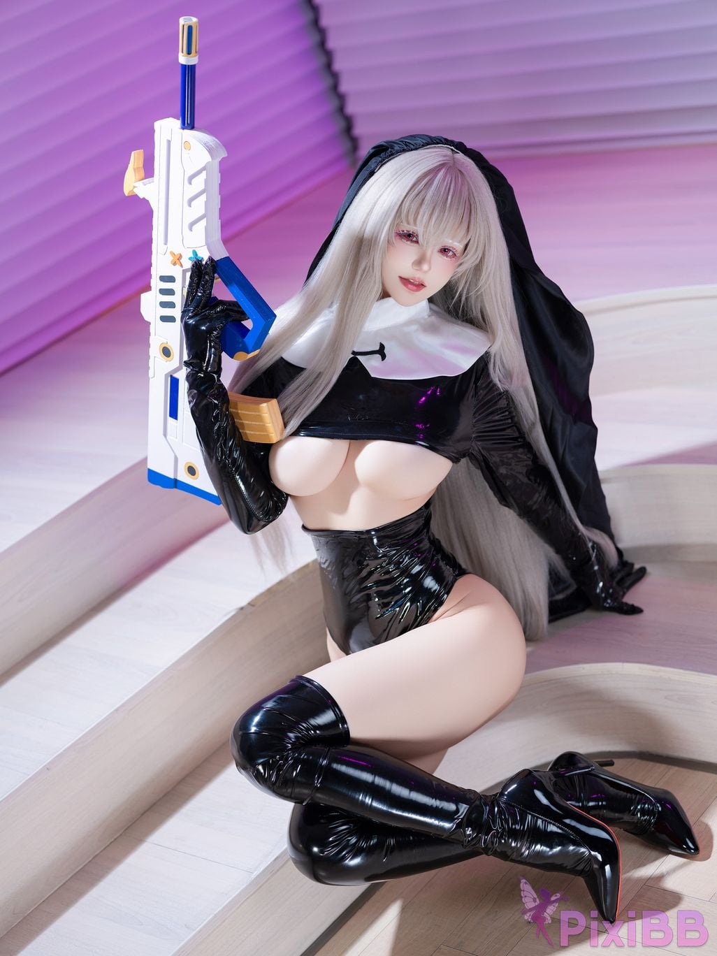 Cosplayer small store chiyo w Patreon subscription Blue Archive Utagumi Sakurako fan nun uniform PixiBB.COM 001
