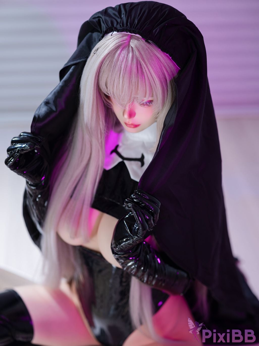 Cosplayer small store chiyo w Patreon subscription Blue Archive Utagumi Sakurako fan nun uniform PixiBB.COM 035