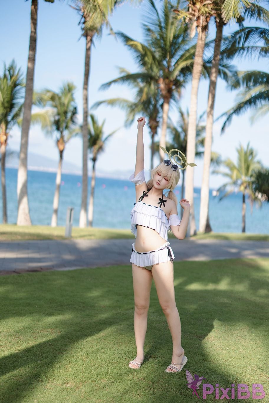Cosplayer lunananya Blue Archive Ajigu Rifumei Swimwear PixiBB.COM 020
