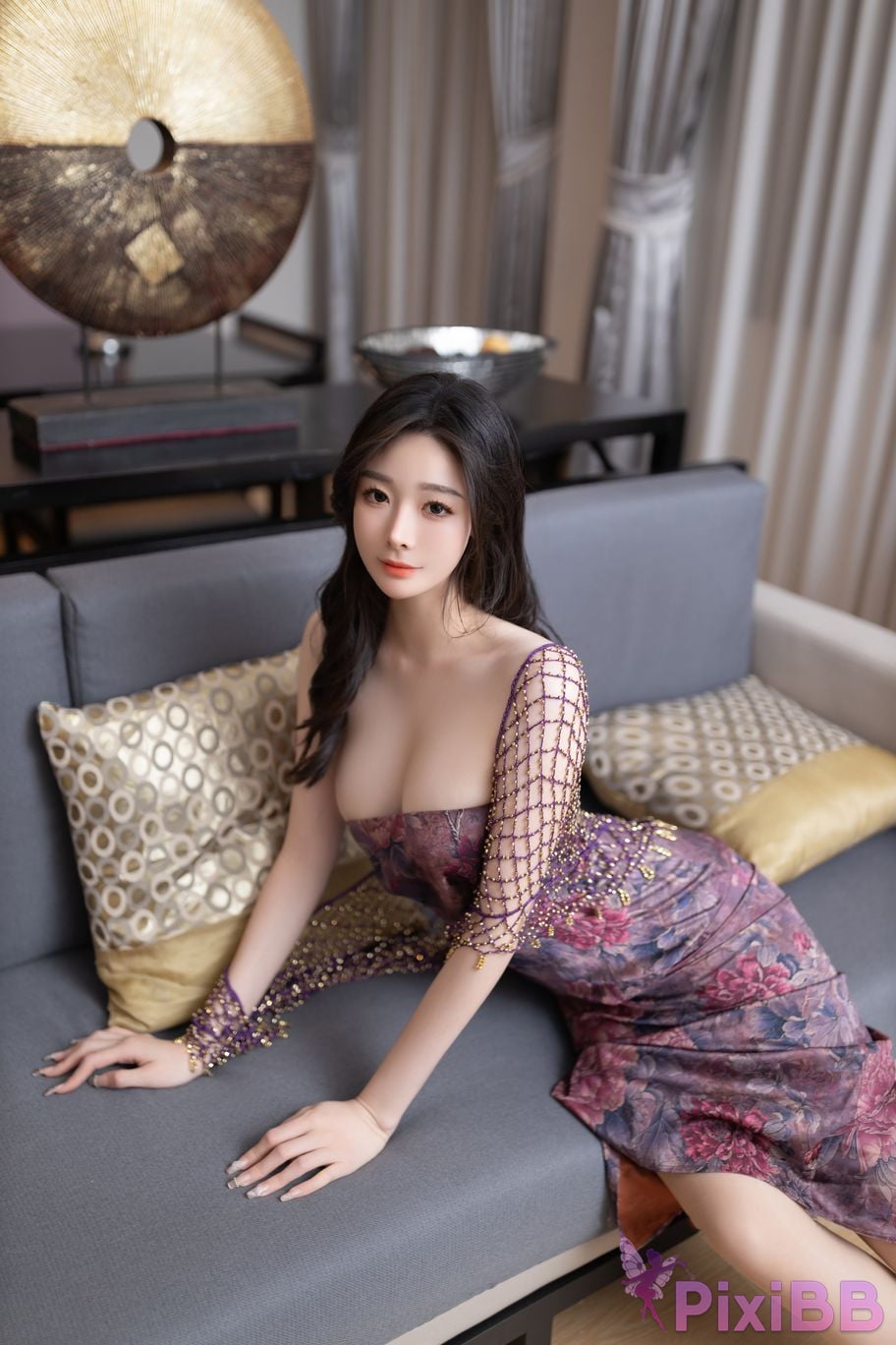 No watermark for in app purchases Its Xiao Doudou R18 XIUREN model floral skirt PixiBB.COM 007