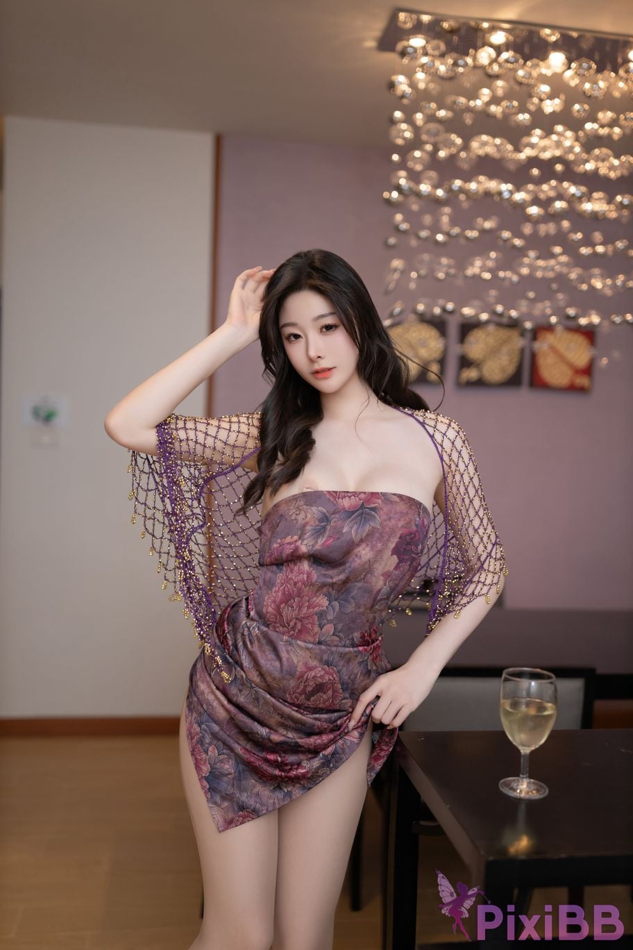 No watermark for in app purchases Its Xiao Doudou R18 XIUREN model floral skirt PixiBB.COM 013